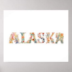 Impresión de estado de letra floral (Alaska)