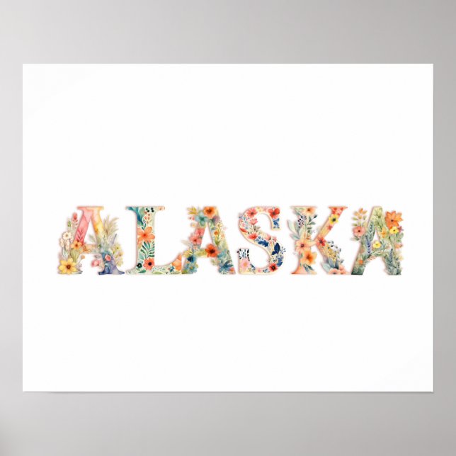 Impresión de estado de letra floral (Alaska) (Frente)