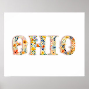 Impresión de estado de letra floral (Ohio)