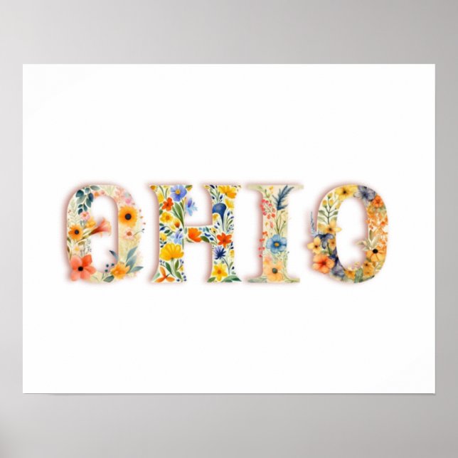 Impresión de estado de letra floral (Ohio) (Frente)