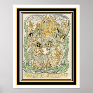 Impresión de estilo Art Nouveau indio 16 x 20
