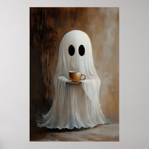 Impresión de fantasma bebiendo café, fantasma capr
