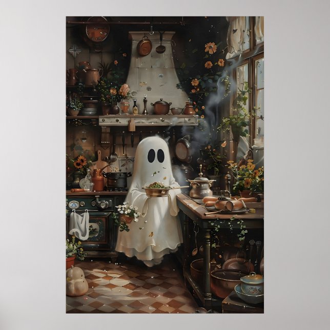 Impresión de Fantasma de Cocina Floral, Dark Acade (Frente)