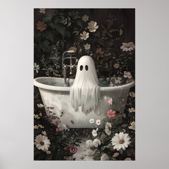 Impresión de fantasma tomando un baño en el bosque (Frente)