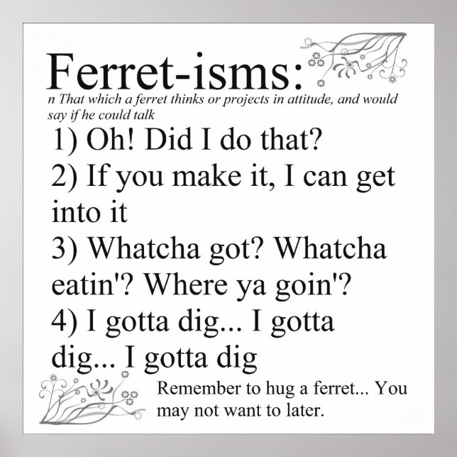 Impresión de ferret-isms y sayings para los amante (Frente)
