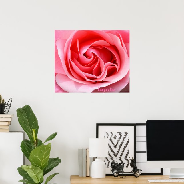 Impresión de flor de rosa rosa belleza de una rosa (Oficina en casa)