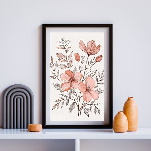 Impresión de flores botánicas Rubor - Arte de líne