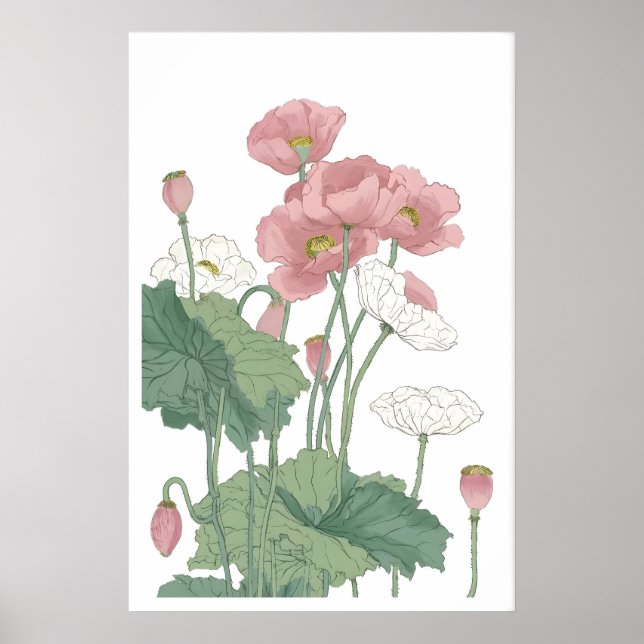 Impresión de flores de amapola exuberantes - Flore (Frente)