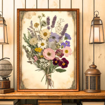 Impresión de flores de época en la pared para Bouq