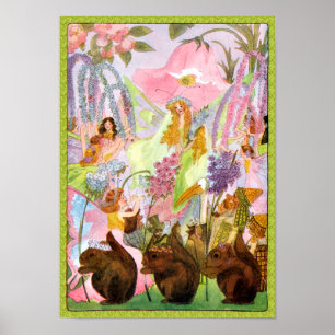Impresión de flores de hadas de mariposas Princess