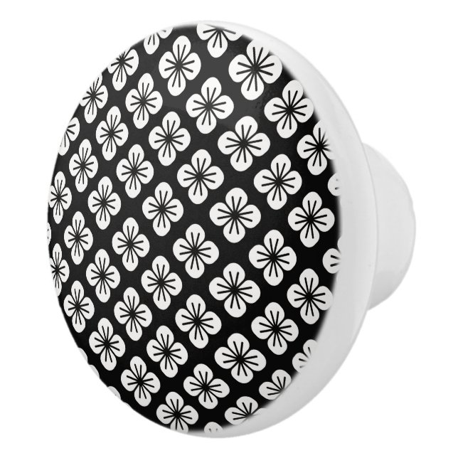 Impresión de flores de pomo del gabinete de cerámi (Derecha)
