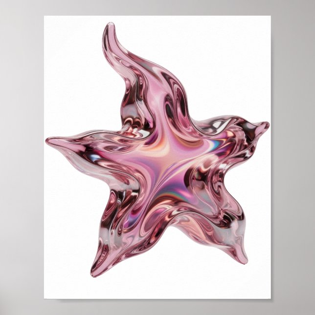 Impresión de formas de estrella rosadas (Frente)