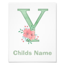 Impresión de foto con letra Y en acuarela personal