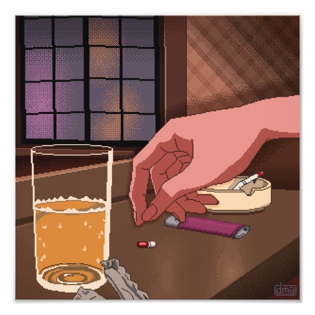 Impresión de foto de arte pixelado de Neon Genesis (Frente)