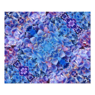 Impresión de foto de flores de hortensias azules