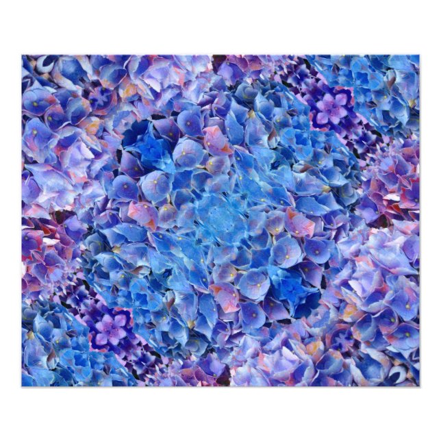 Impresión de foto de flores de hortensias azules (Frente)