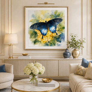 Impresión de foto de jardín de mariposas florales 