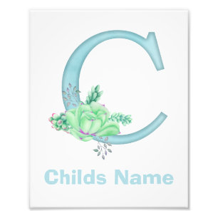 Impresión de foto de letra C en acuarela personali