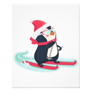 Impresión de foto de pingüino lindo patinando
