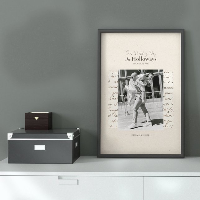 Impresión de fotos de fecha de boda personalizada (Capture your wedding date with this framed art print!)