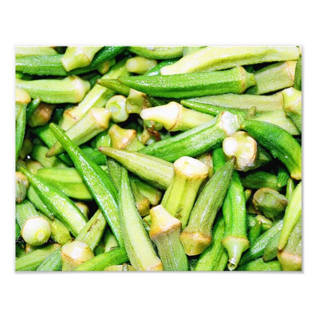 impresión de fotos de vegetales verdes de okras (Frente)