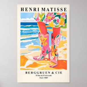 Impresión de gallina rosa de la costa, decoración 