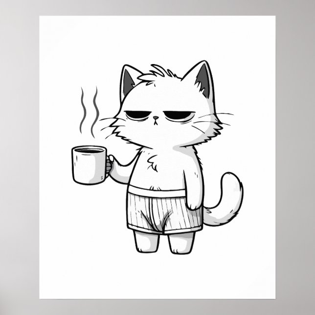 Impresión de gato de café, papel Poster de valor ( (Frente)