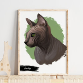 Impresión de gato de Donskoy | Impresión de pared 