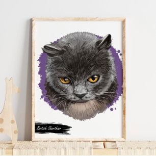 Impresión de gatos al descubierto británicos   Imp