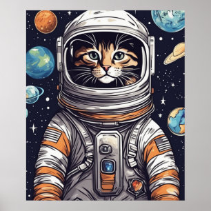 Impresión de gatos de vaquero espacial, arte digit