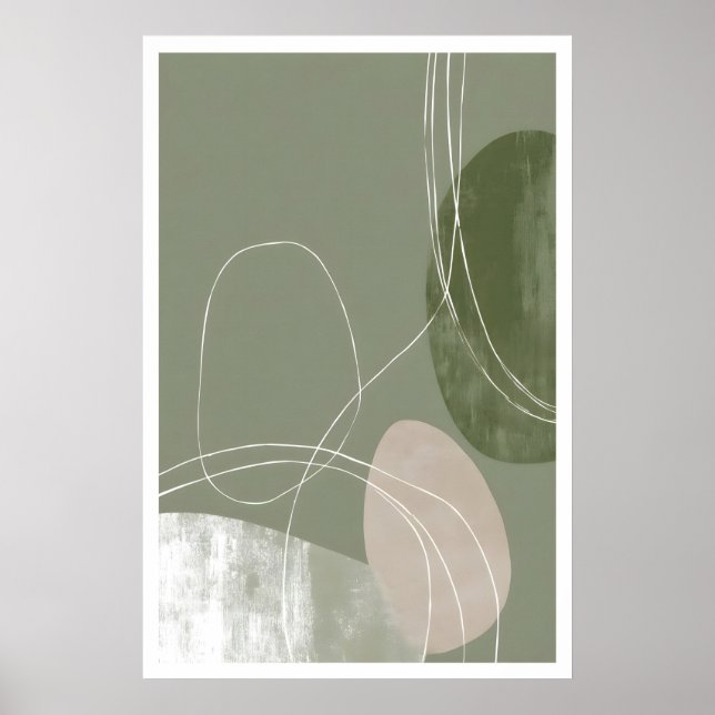 Impresión de geometría suave arte de línea abstrac (Frente)