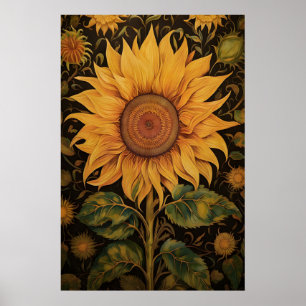 Impresión de girasol, academia oscura botánica