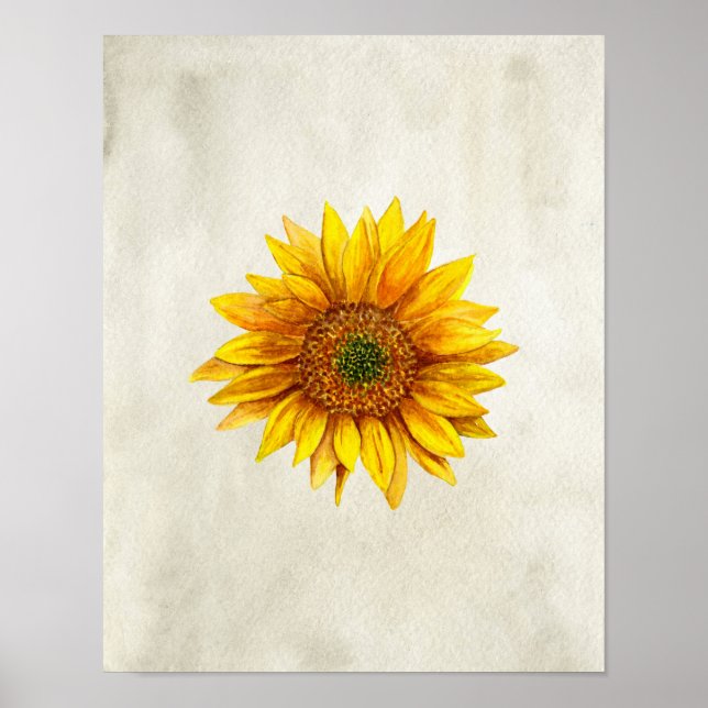 Impresión de girasol. Arte de pared rústico. Flor  (Frente)