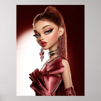 Impresión de glamour rojo, papel de póster de valo