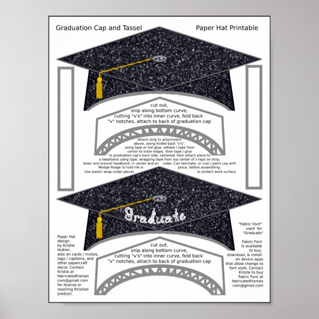 Impresión de graduación de 2 Gorras de papel negro (Frente)