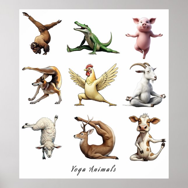 Impresión de grandes animales de yoga (Frente)