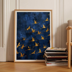 Impresión de grullas doradas Arte de pájaros Impre