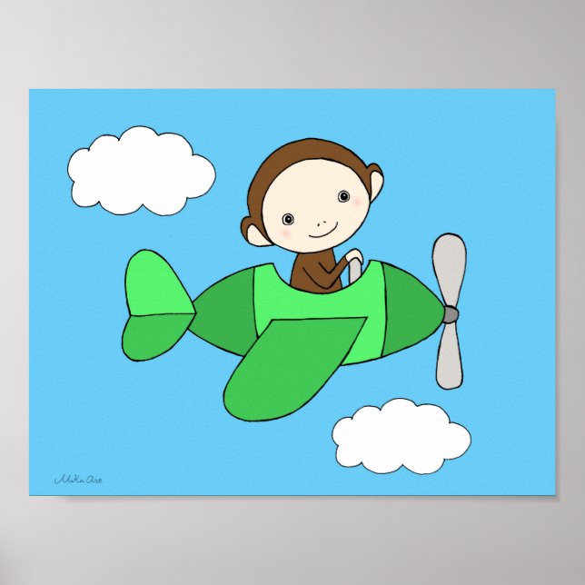 Impresión de guardería de monos, mono feliz y lind (Frente)