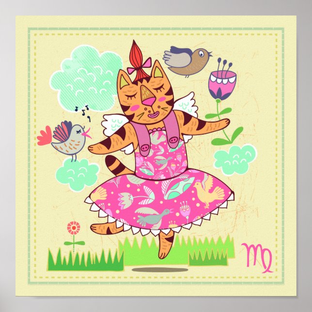 Impresión de guardería de zodiaco para gato virgo (Frente)