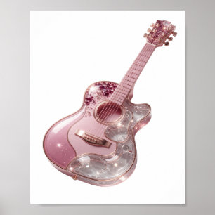 Impresión de GUITARRA BRILLANTE ROSA PLATA Jugueto