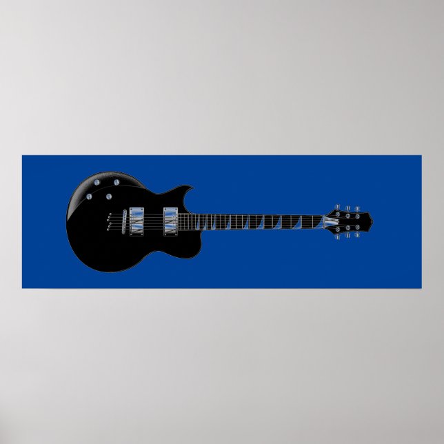 Impresión de guitarra eléctrica Black Blue Pop Art (Frente)
