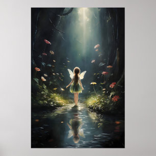 Impresión de hada de flor de bosque oscuro, pared 