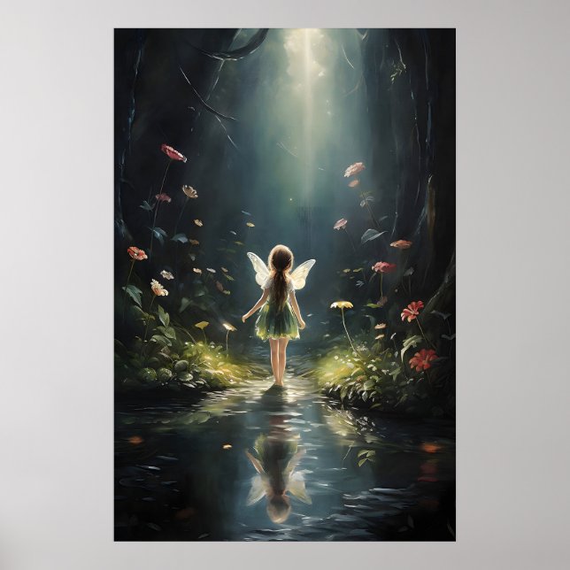 Impresión de hada de flor de bosque oscuro, pared  (Frente)
