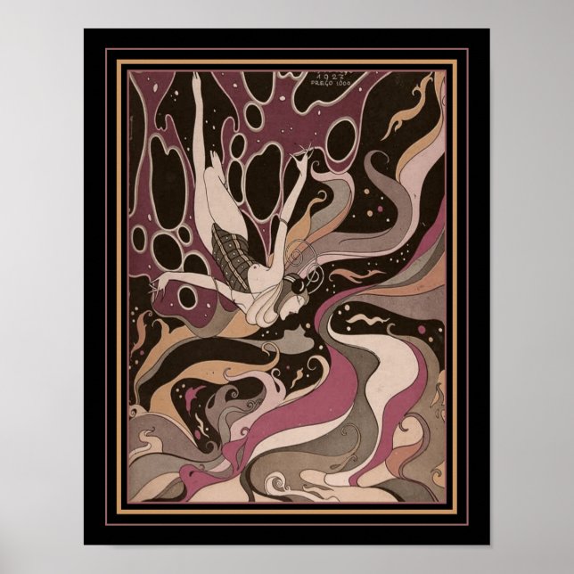 Impresión de hadas psicodélicas Art Déco de 1927 (Frente)