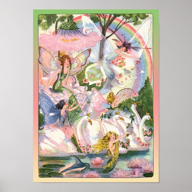 Impresión de hadas, sirenas y cisnes (Frente)