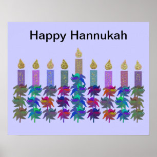 Impresión de Hannukah Menorah de la flor