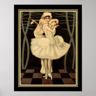 Impresión de Harlequin Art Deco - "Pierrot & Pierr