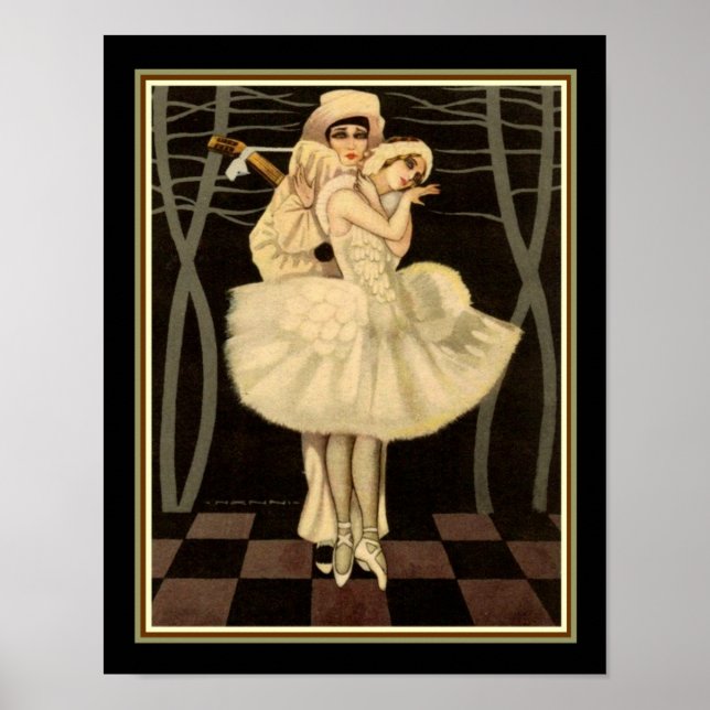 Impresión de Harlequin Art Deco - "Pierrot & Pierr (Frente)