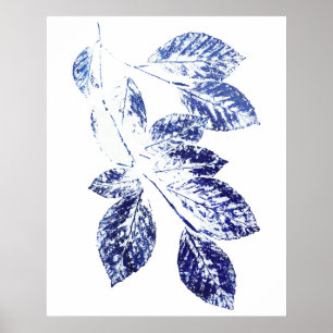 impresión de hojas de abedul azul marino
