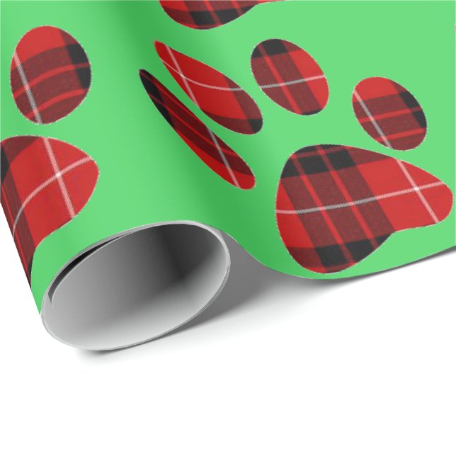 Impresión de hojas de papel tartán rojas y negras (Esquina del rollo)